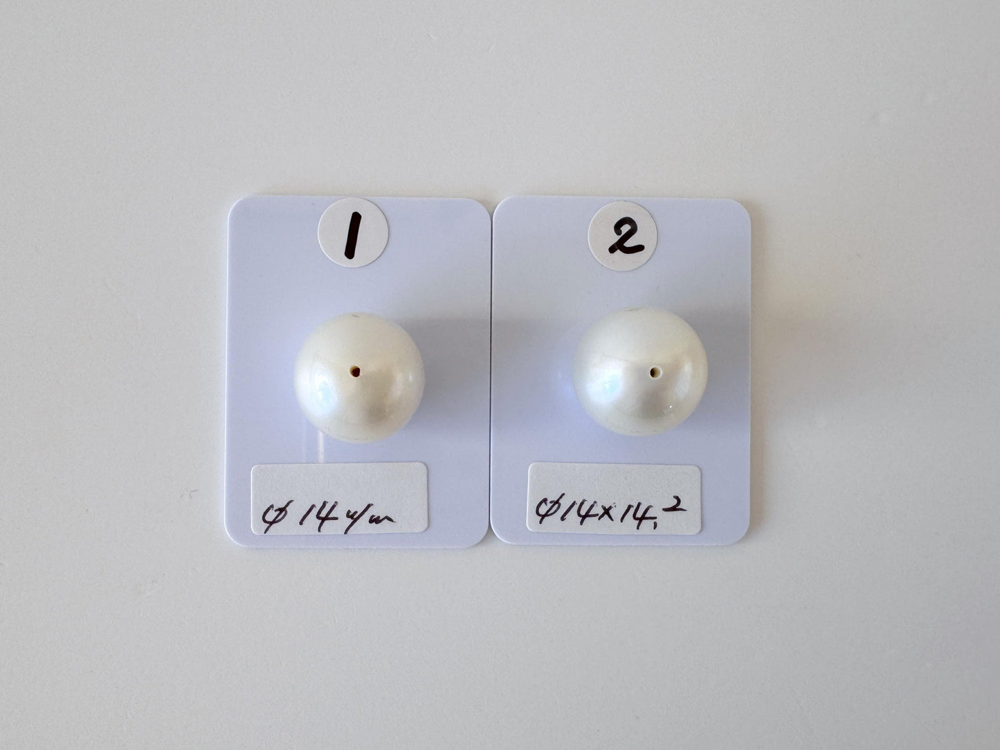 South Sea Pearl Cultured 14mm - Natural White Half Drilled Near Round Loose Gemstone