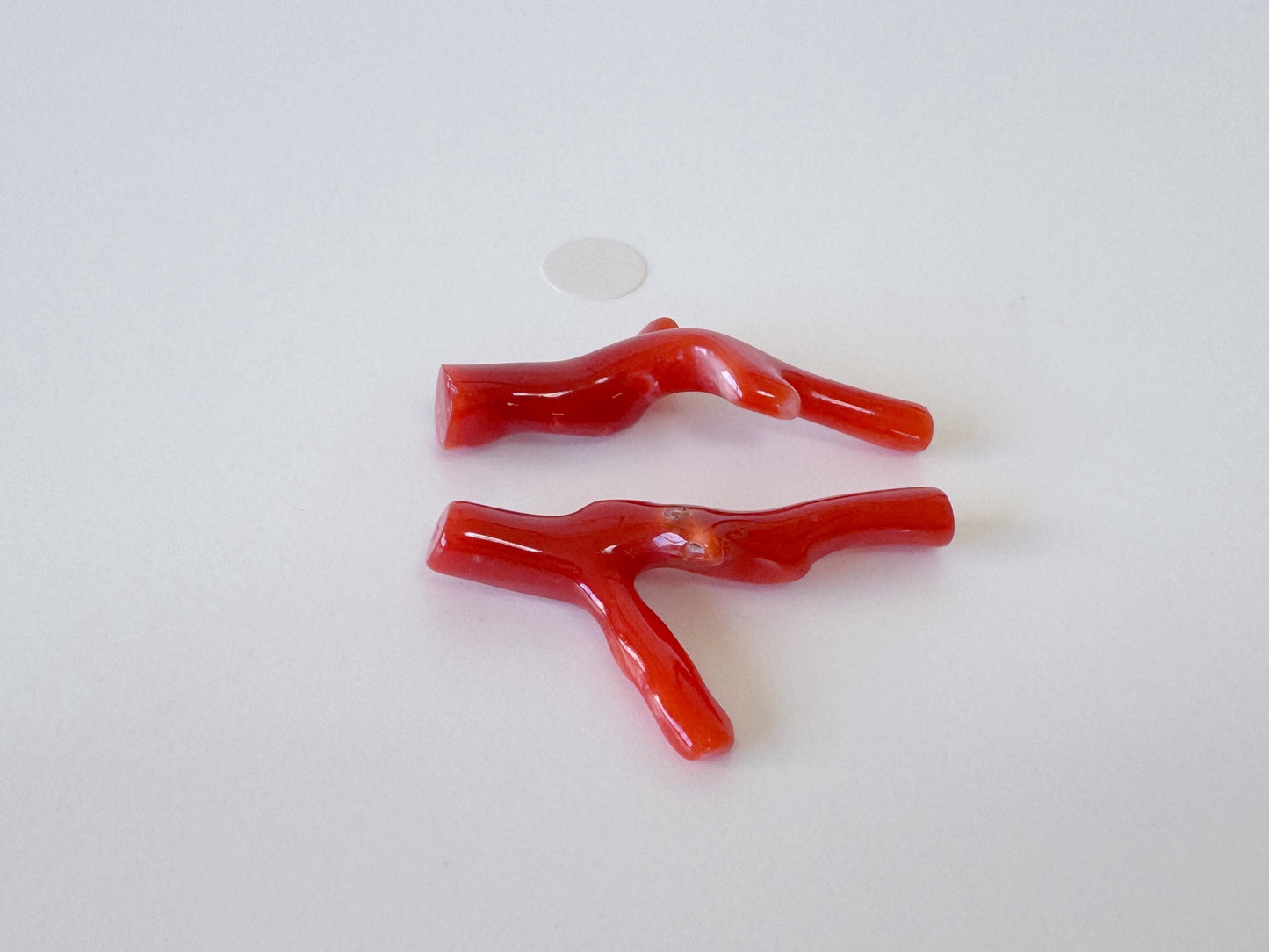 Red Coral Branch Set: Natural Aka Coral for Jewelry Making (31-32mm), Hole on Top