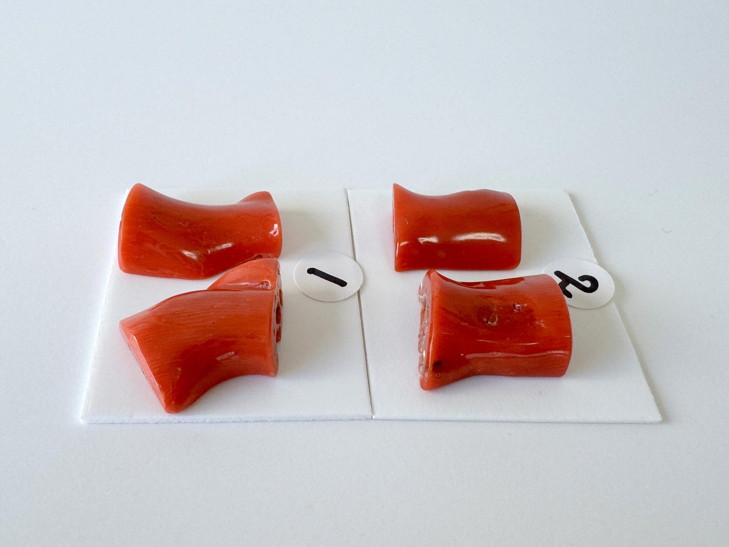 Mediterranean Coral Loose Gemstone: Natural Red-Orange Tones - Untreated, Top-hole, Jewelry Making Supplies, Per Pair