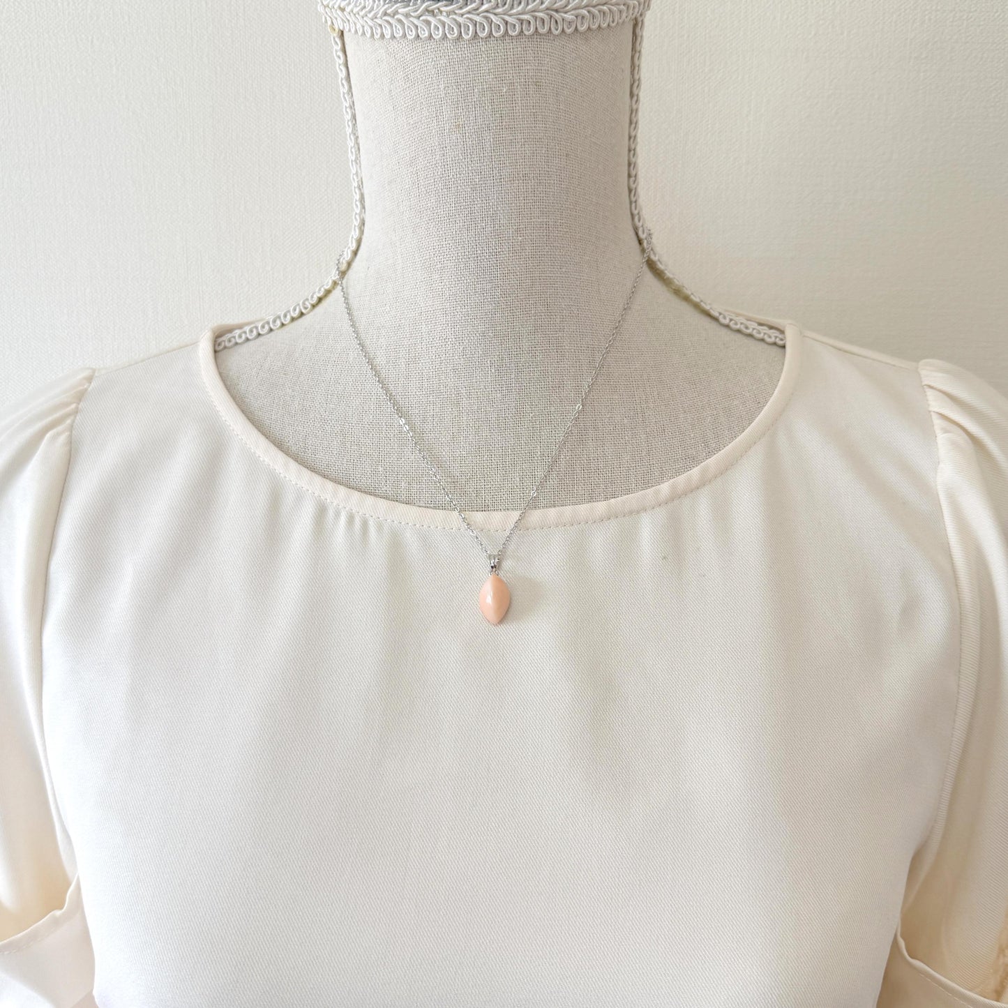 Coral Pendant Unique Shaped Natural Deep Sea Coral: Pink / Angel Skin Tones, German Silver  (Nickel Silver) Bail (15.7x9.4mm, Jewelry)