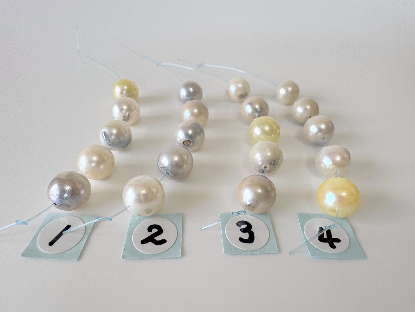 Japanese Natural blue/silver/yellow/white Akoya Pearl Beads, 7.5-8mm, Mini Strand, Short Strand of 5 Pieces, Cultured in Sea Water