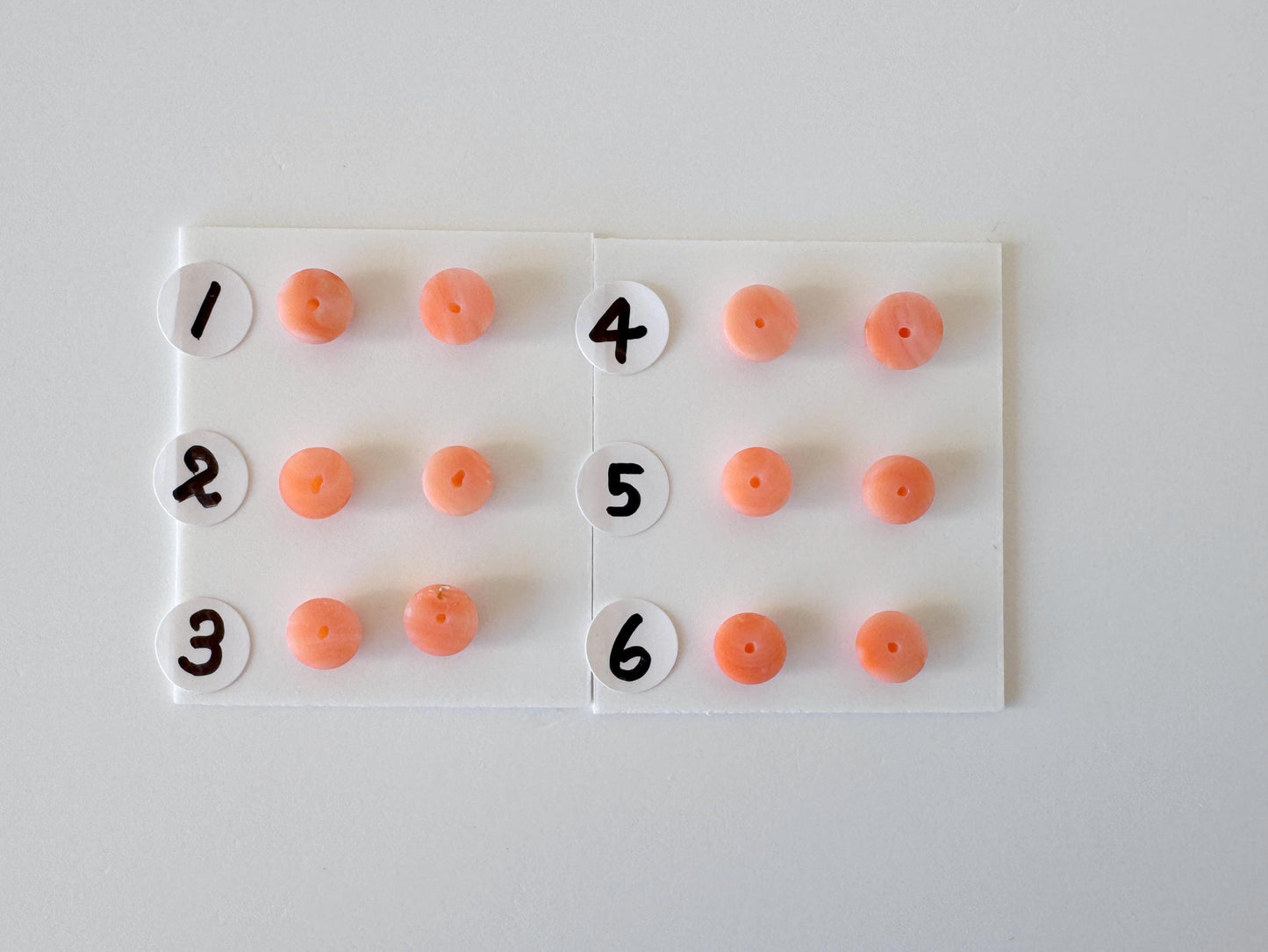 Deep Sea Coral Round Cabochons - Natural Pink Orange Pair, 5.8-6mm Half Drilled