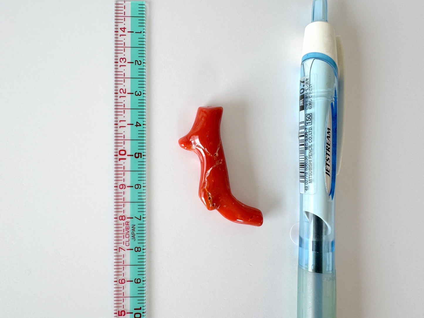 Japanese red(Aka) coral branch, 40mm, Hole on top, Natural red color coral for jewelry making