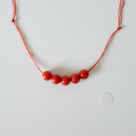 Natural Coral Loose, Mediterranean Red Round Beads | Genuine Beading Parts | 5.8-5.9Mm | 5 Pc