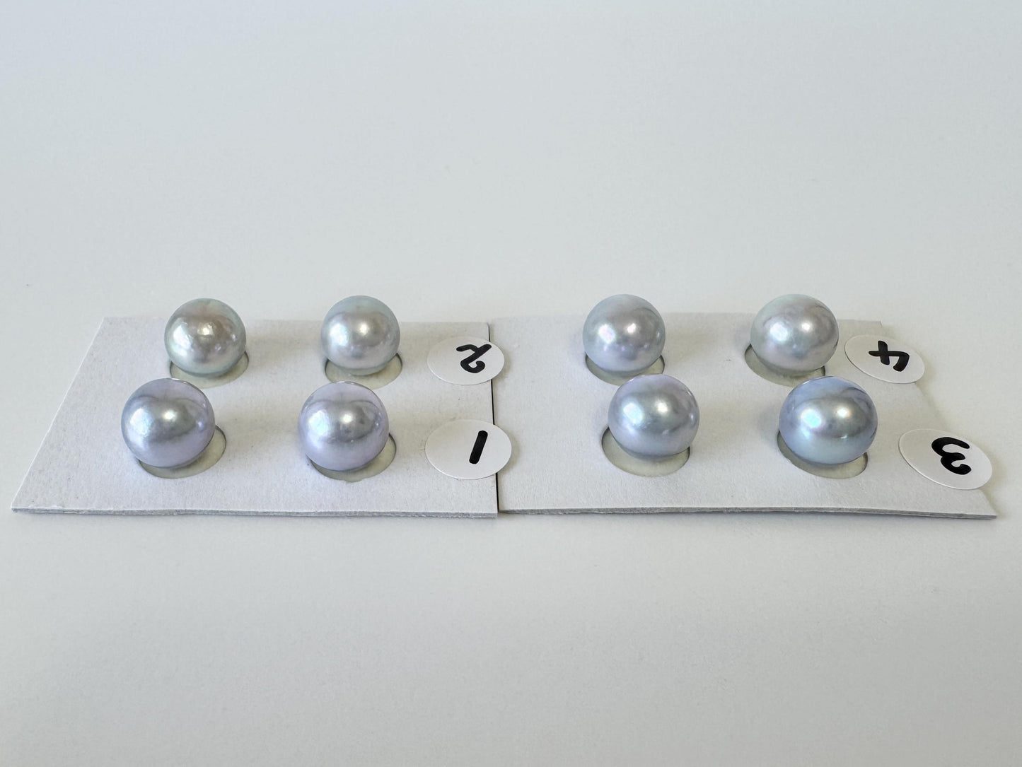 Japanese Blue/Silver (Treated) Akoya Pearl 8-8.5mm, Half-Drilled loose, Price per pair, Salt water pearl