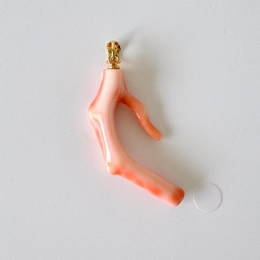 Coral Branch Pendant: Natural Deep Sea Coral, Gold-Plated Silver Bail | 40mm, Lightweight Jewelry, Unique Organic Design