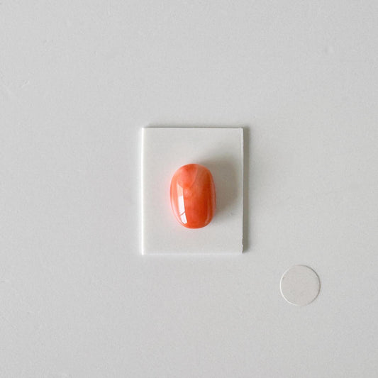 Deep Sea Coral Unique-shaped Oval Cabochon: Pink Orange Natural Color - Genuine Gemstone, 12.4x8.7mm, For Jewelry Makig