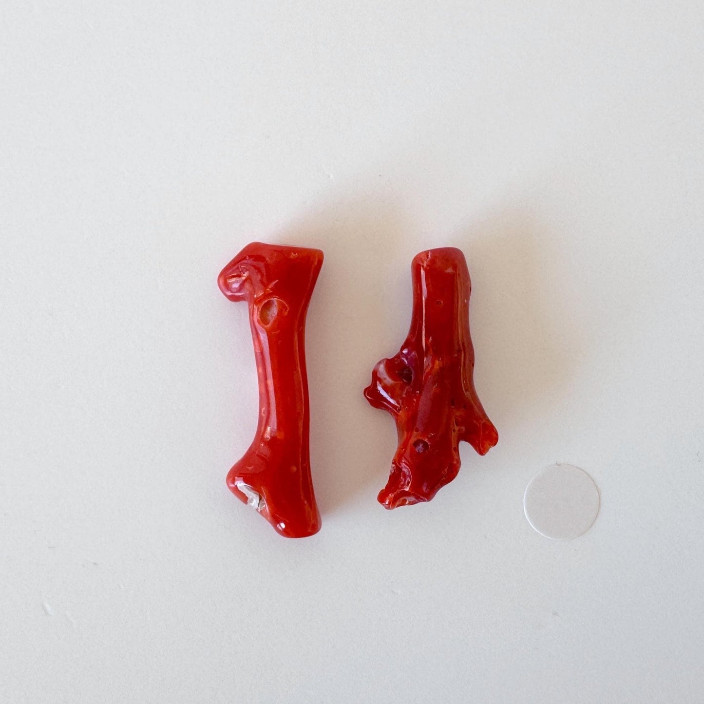 Red Coral Branch Set: Natural Aka Coral for Jewelry Making (27-30mm), Hole on Top