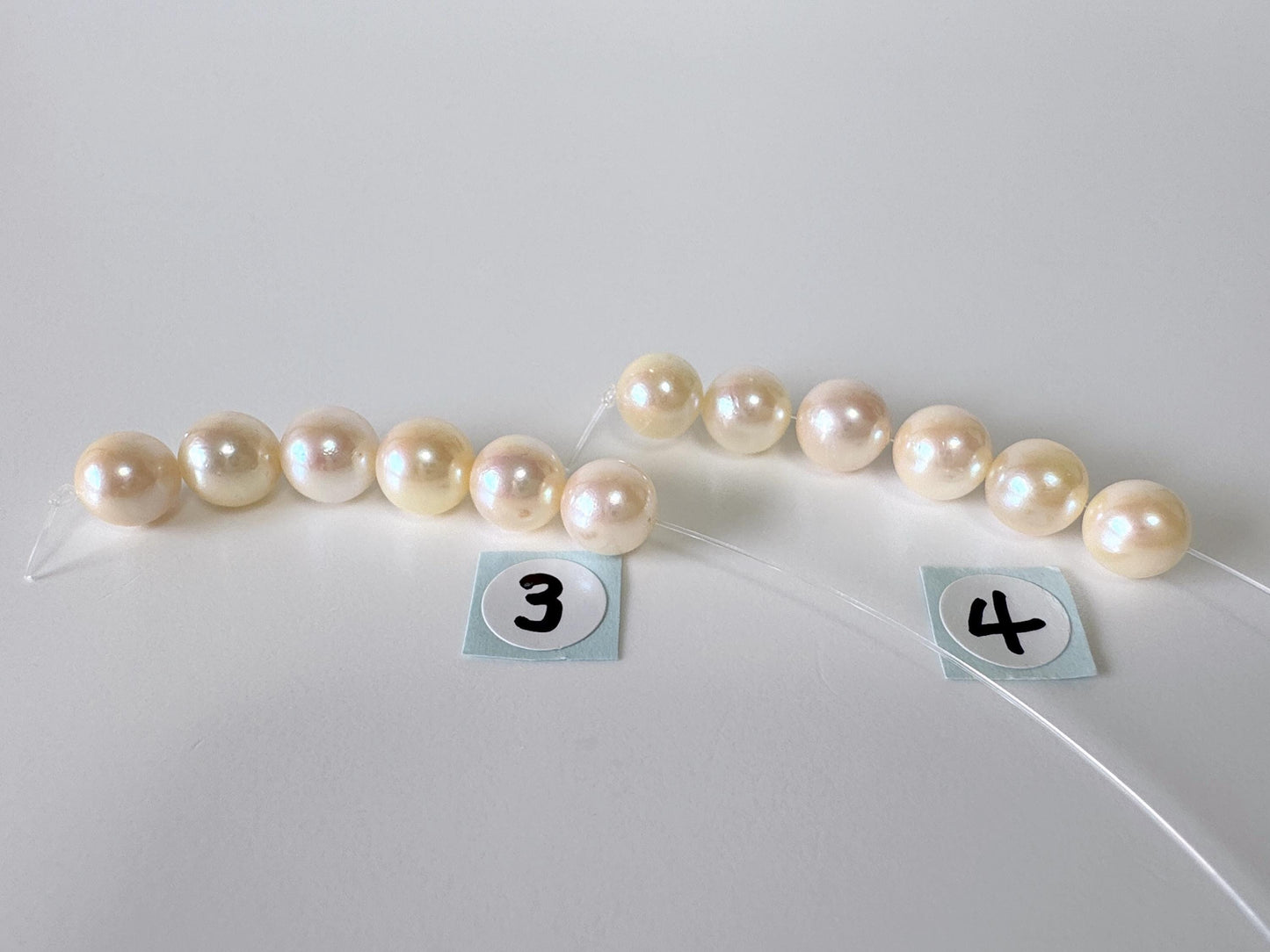 Japanese Cream White/Off-white Akoya Pearl Beads, 6.5-7mm, Mini Strand, Short Strand, 6 Pieces, Genuine Akoya Pearl, Cultured in Sea Water