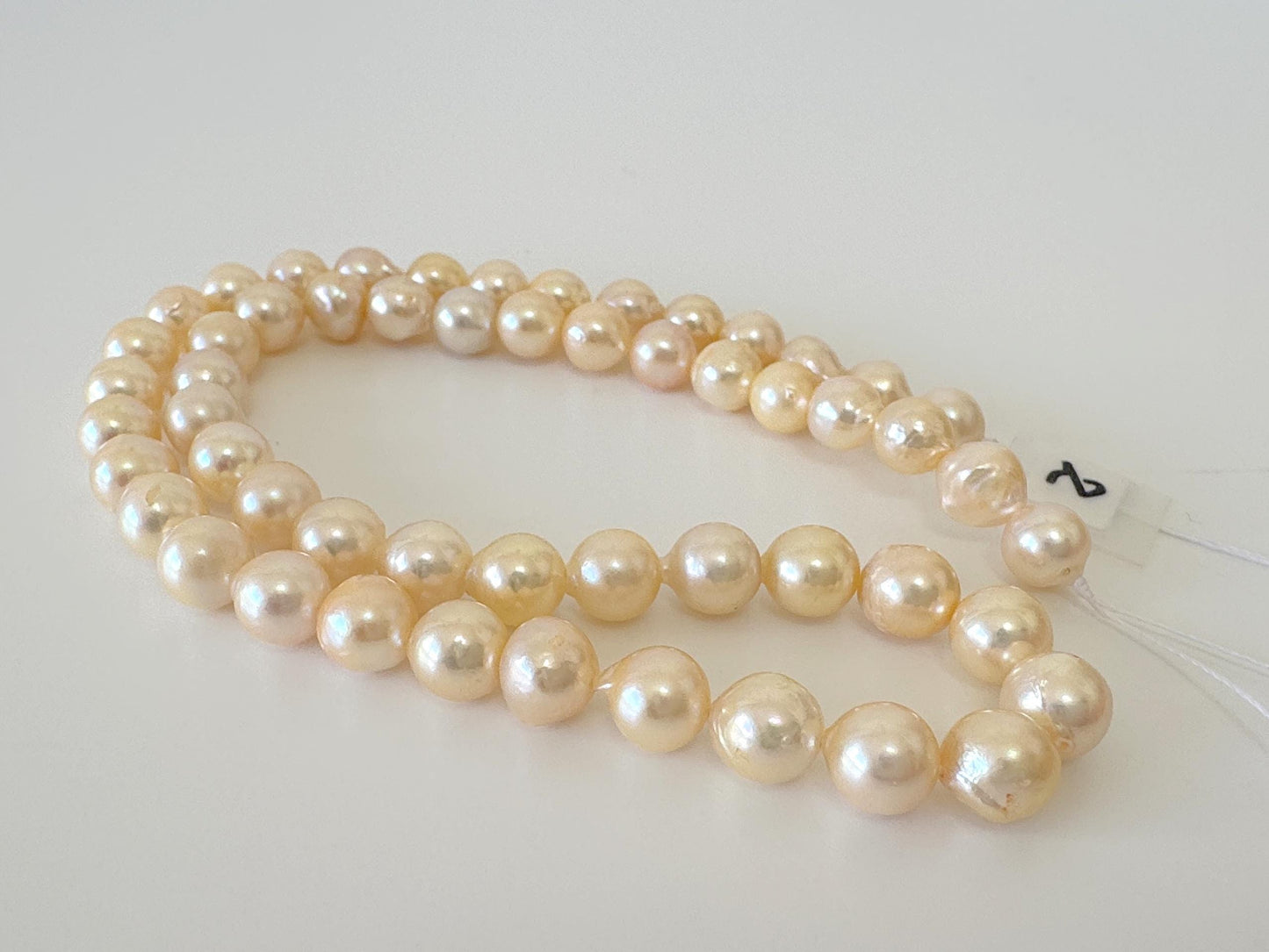 7-7.5mm Japanese Yellow Akoya Pearl Beads, Genuine Akoya Pearl, Full Strand, 40cm , 15.7", Cultured Salt water pearl