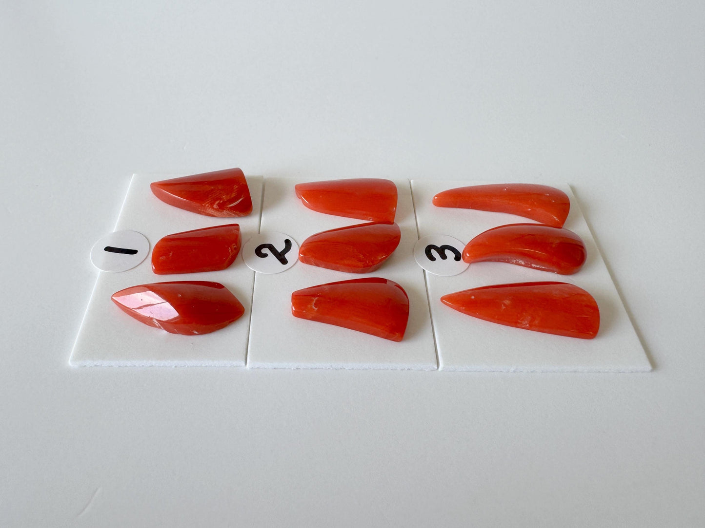 Red Coral Loose Gemstones Natural Set, Mediterranean Red Coral Pieces (3pcs, Undrilled, Organic Shapes for Jewelry)