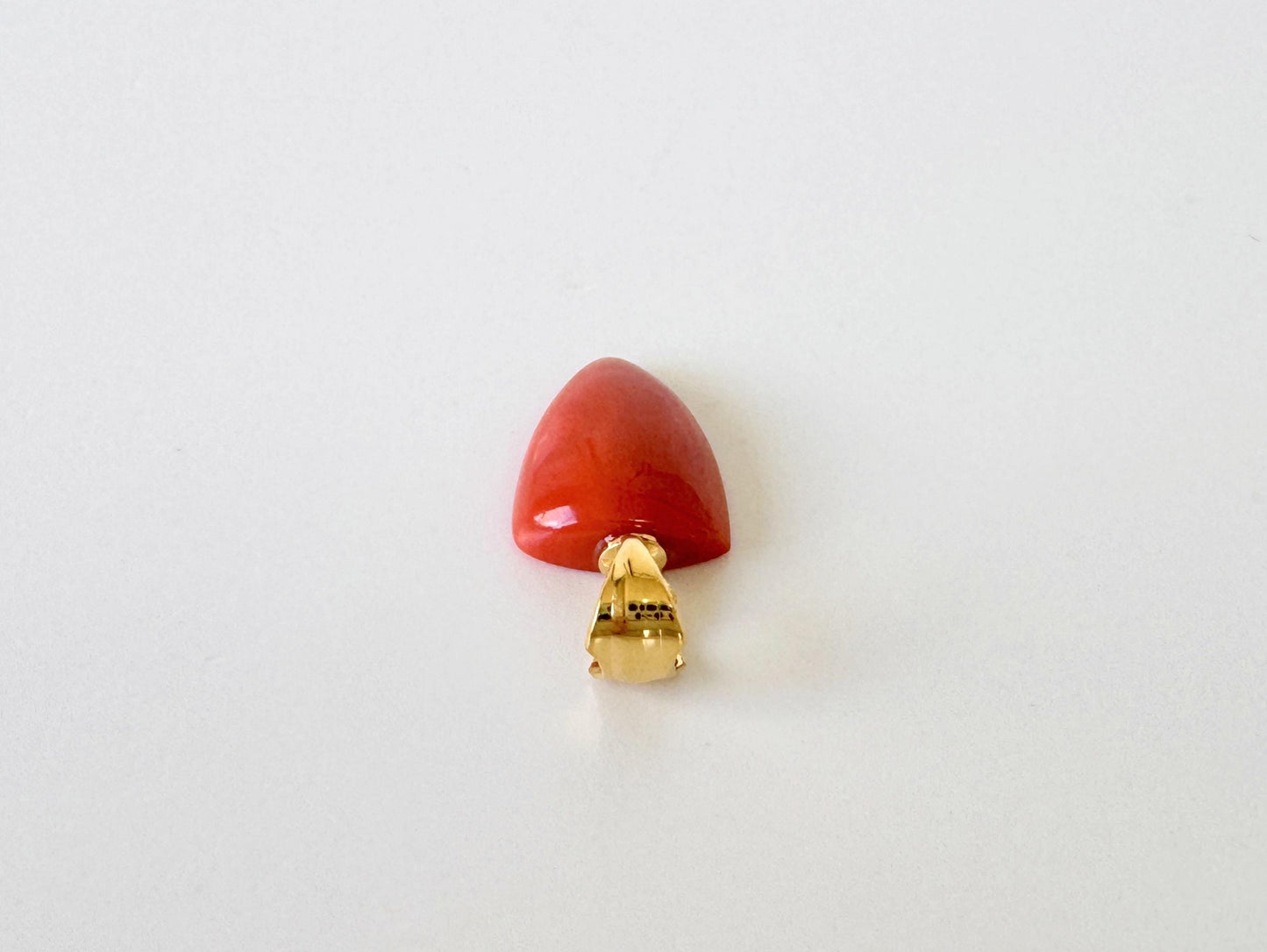 Orange Momo Coral Pendant - Natural Unique Shape Coral Jewelry - Gold-Plated Silver Bail, Genuine Material, 12.7x9.8mm