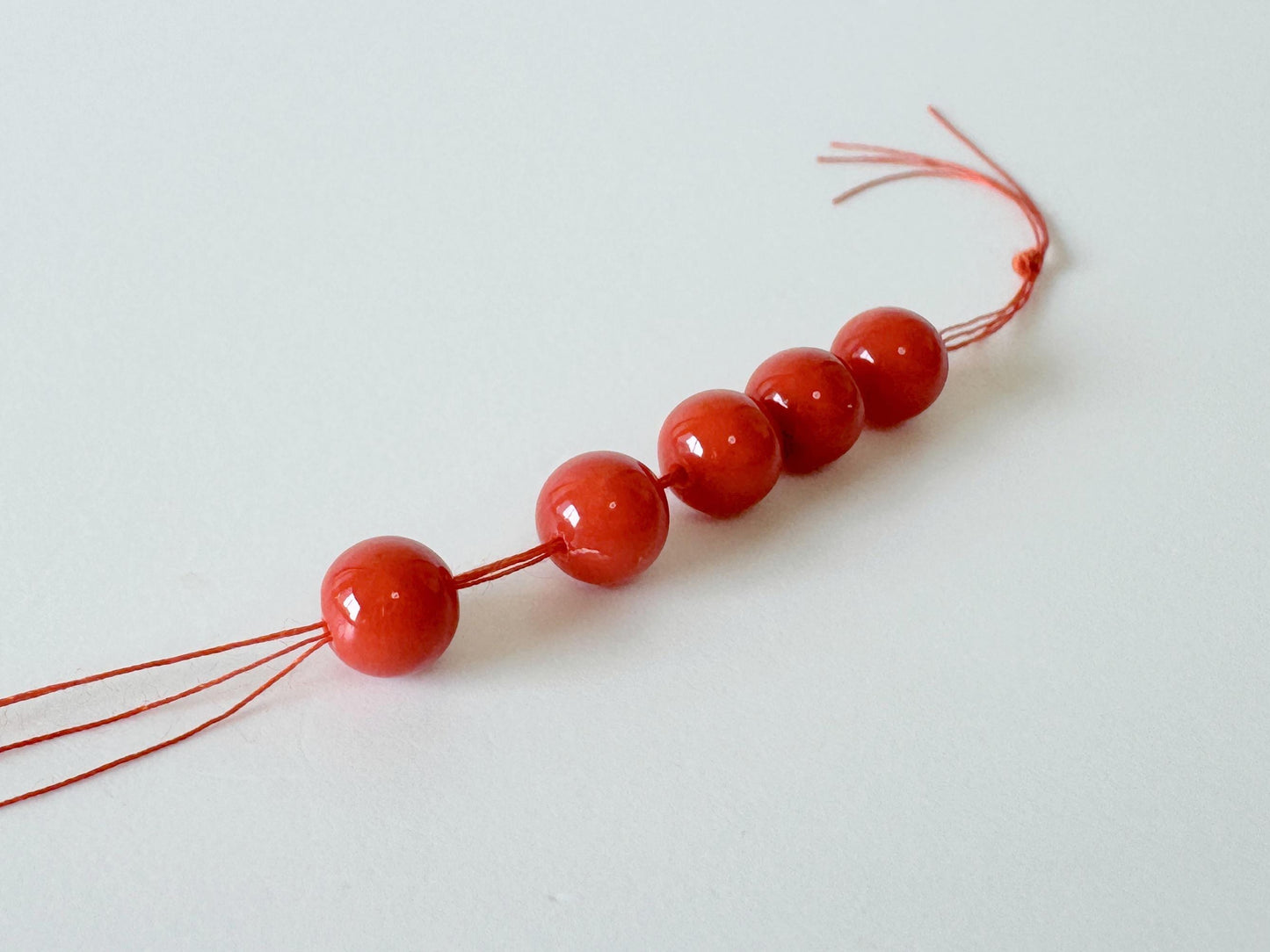 Natural Coral Loose, Mediterranean Red Round Beads | Genuine Beading Parts | 5.8-5.9Mm | 5 Pc