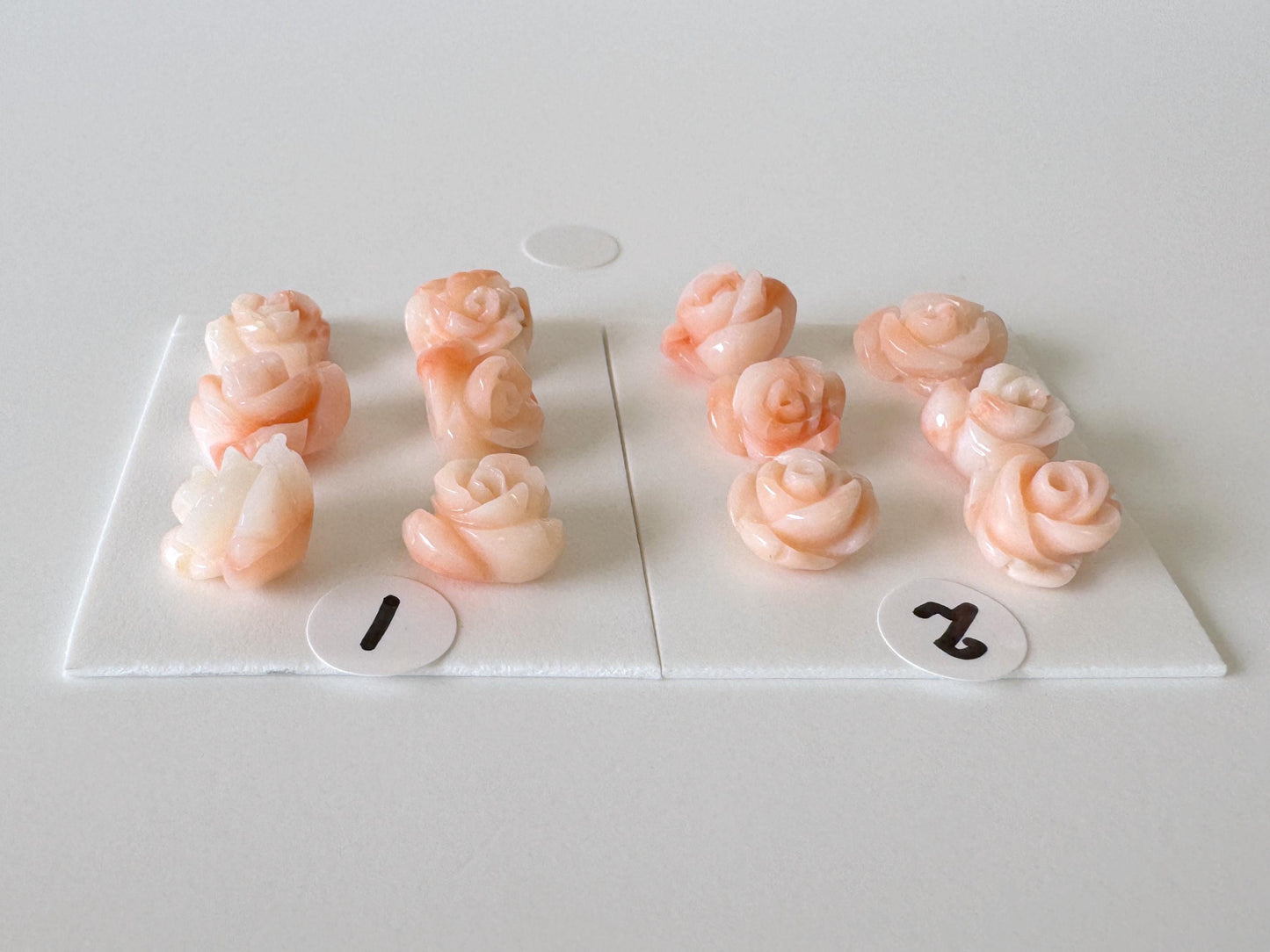 Mix set of 6 pcs of Natural Pink Deep Sea Coral Rose Carvings 8-9mm, Natural color, Value priced for reason of defects / Irregular shapes