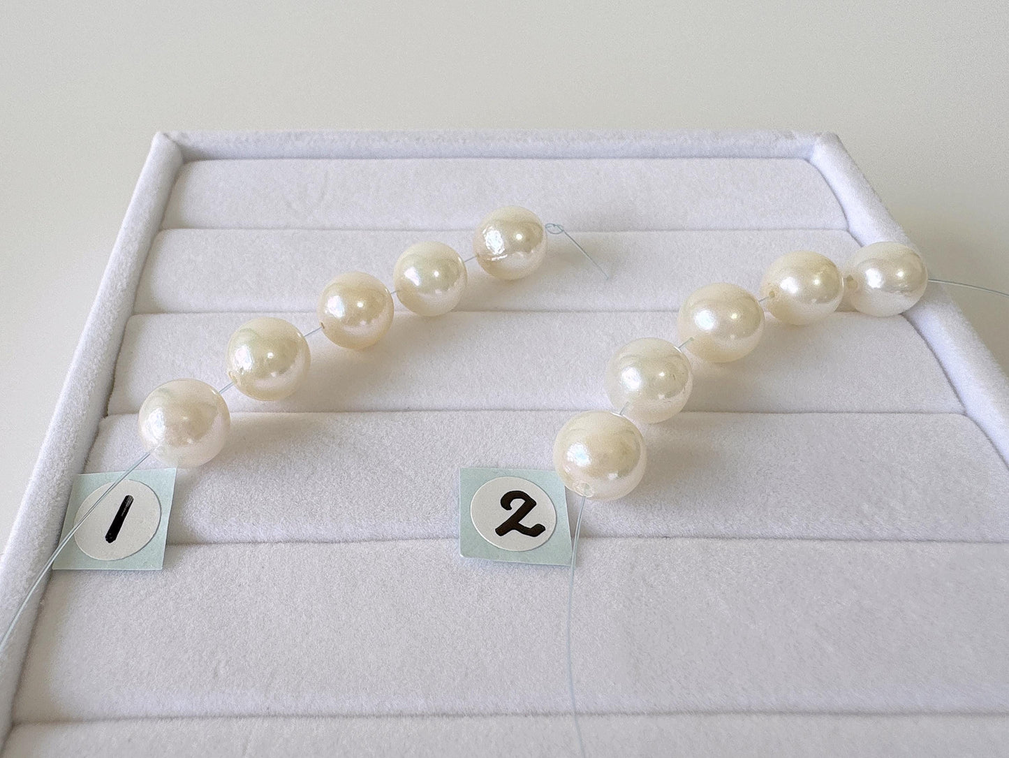 Japanese Akoya Pearl Beads: Cultured White Saltwater Pearls, Mini Strand (8.5-8.7mm, Near-Round, 5 Pieces)