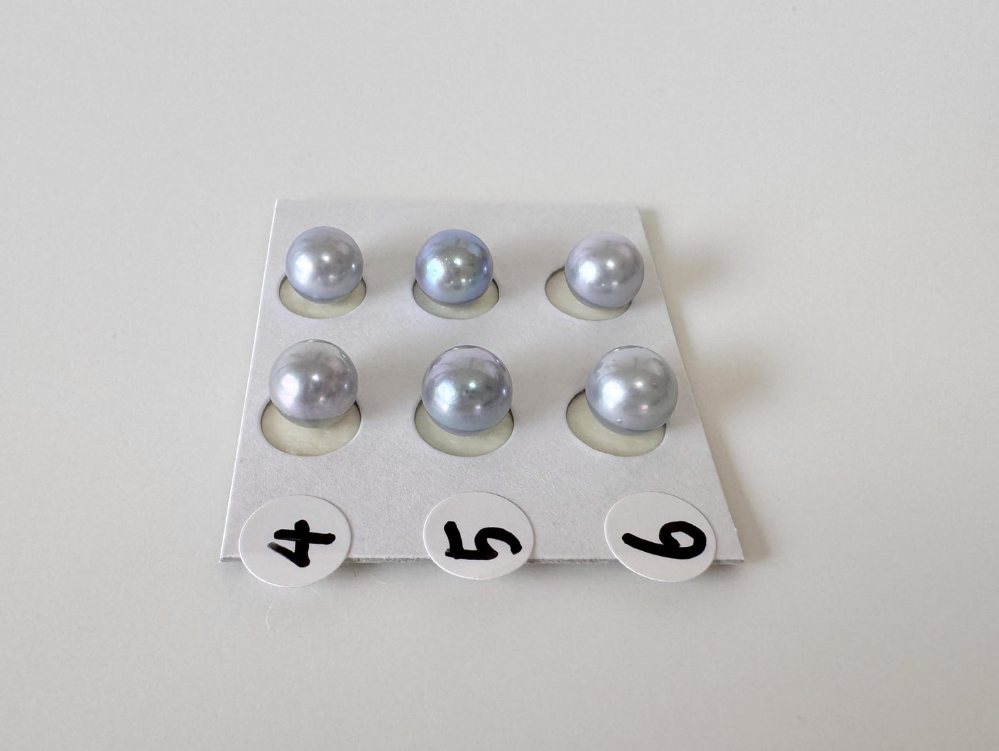 Japanese Blue/Silver (Treated) Akoya Pearl 7-7.5mm, Half-Drilled loose, Price per pair, Salt water pearl