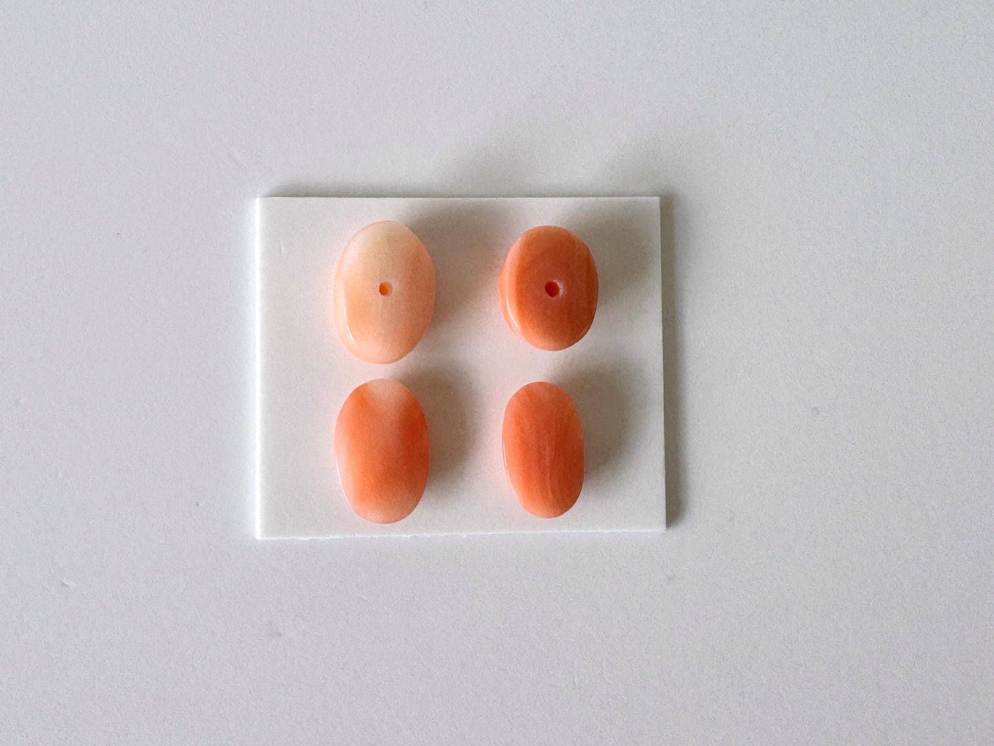 Natural Coral Loose, Deep Sea Oval Cabochon | Pink-Orange | Four Piece Set | Jewelry Making | 8.9-10.3 X 5.9-7.4mm