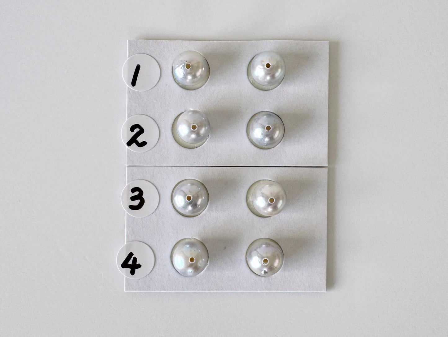 Akoya Pearls Loose Natural Blue/Silver Half-Drilled: 7-7.5mm, Japanese Cultured Saltwater Beads, Pair Pricing | Jewelry Supplies