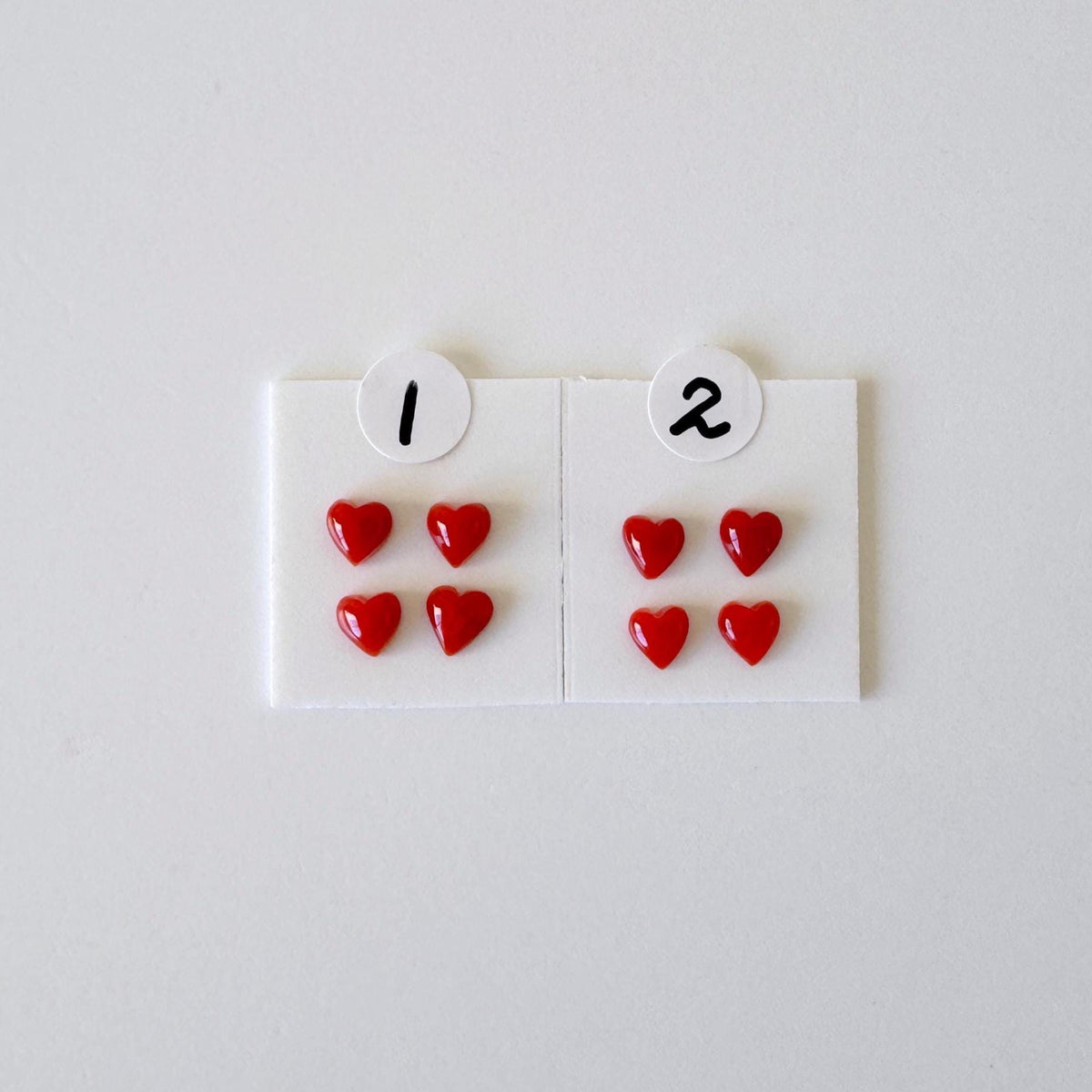 Natural Japanese red(Aka) coral tiny heart shape cabochon with half-drilled hole at back, Natural Color, Price per set of 4 pcs