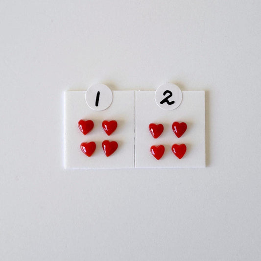 Natural Japanese red(Aka) coral tiny heart shape cabochon with half-drilled hole at back, Natural Color, Price per set of 4 pcs