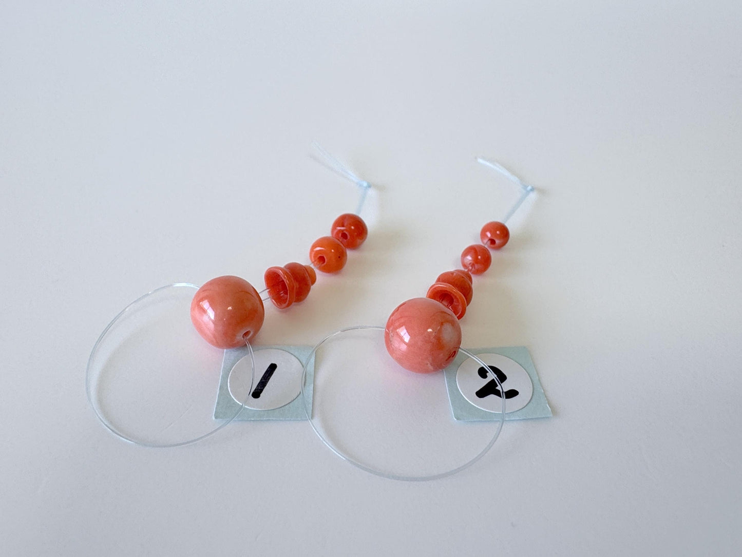Natural Japanese Momo Coral Guru beads Three holes T beads & cone, Natural Orange color, Mala making beads, For jewelry making, Prayer beads
