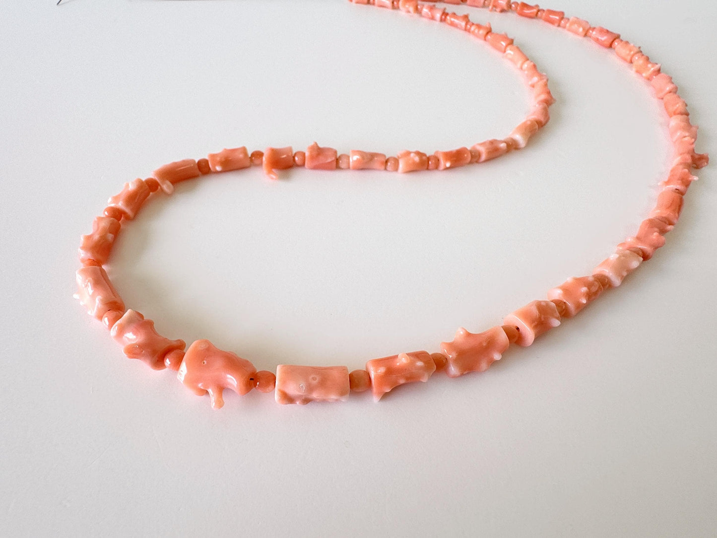 Natural Deep Sea Coral Strand Cylinder Beads: Pink Orange, 55cm Length | Genuine Coral, Jewelry Supplies