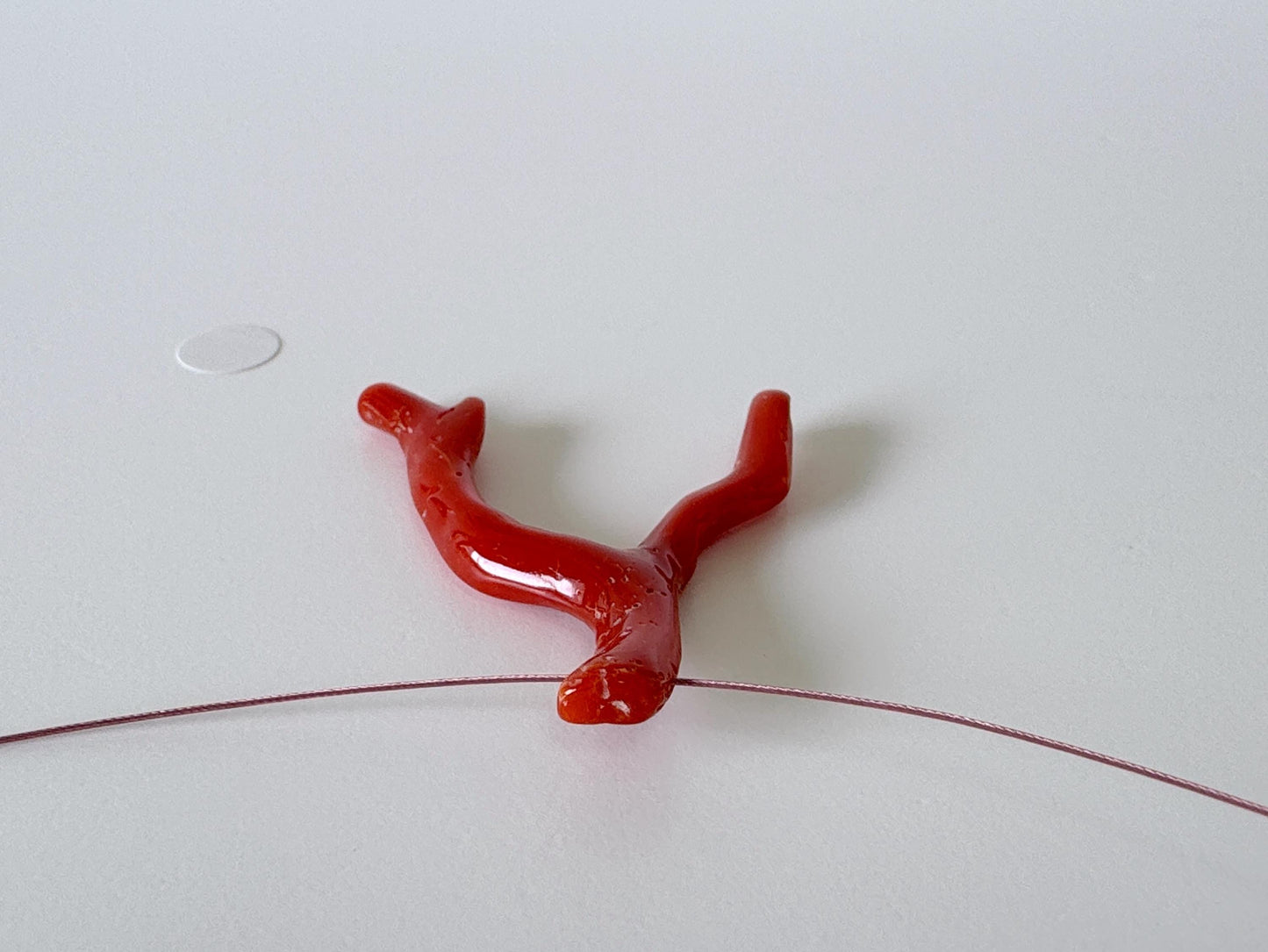 Japanese red(Aka) coral branch, 35mm, side full hole, natural red color coral for jewelry making