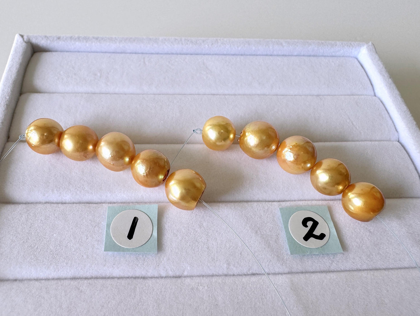 Japanese Golden Akoya Pearl Beads: Semi-Baroque 7.1-8.6mm - Color Treated, Saltwater Cultured, Mini Strand Jewelry Supplies, 5 Pieces