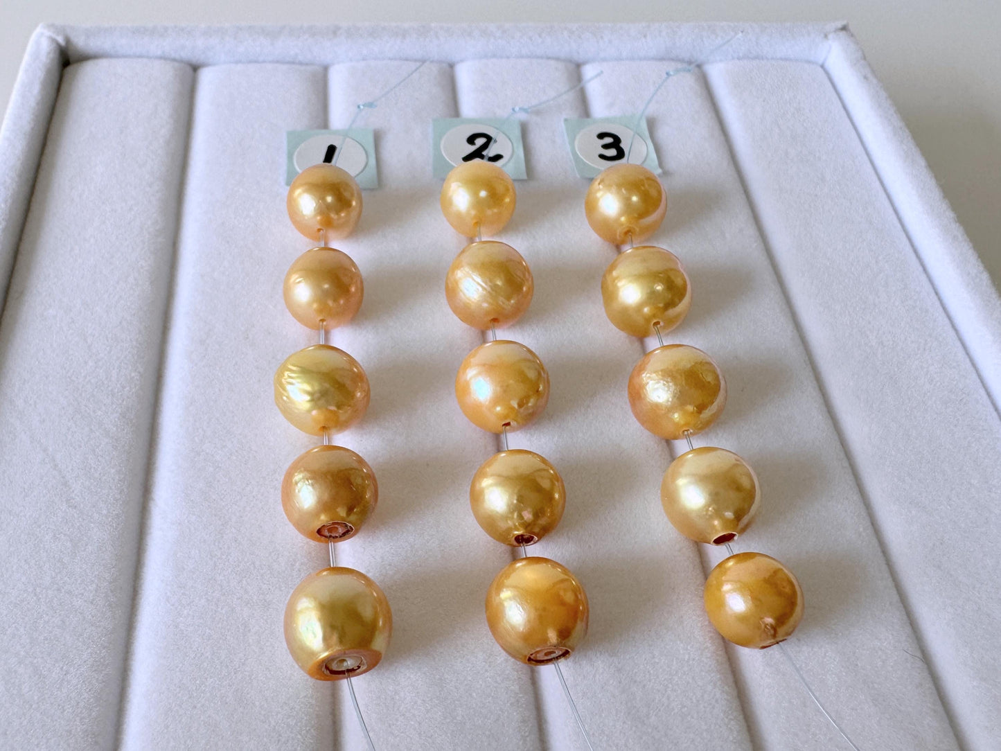 Japanese Golden Akoya Pearl Beads: Semi-Baroque 7.1-8.6mm - Color Treated, Saltwater Cultured, Mini Strand Jewelry Supplies, 5 Pieces