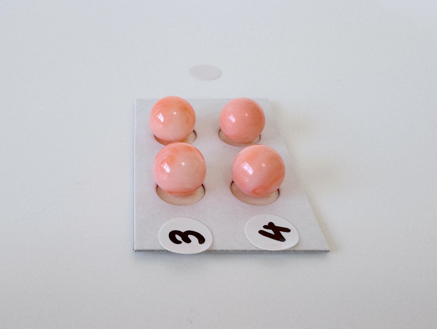 Deep Sea Coral Beads: 8.5-9mm Pink, Orange, White Round Half Drilled Pair