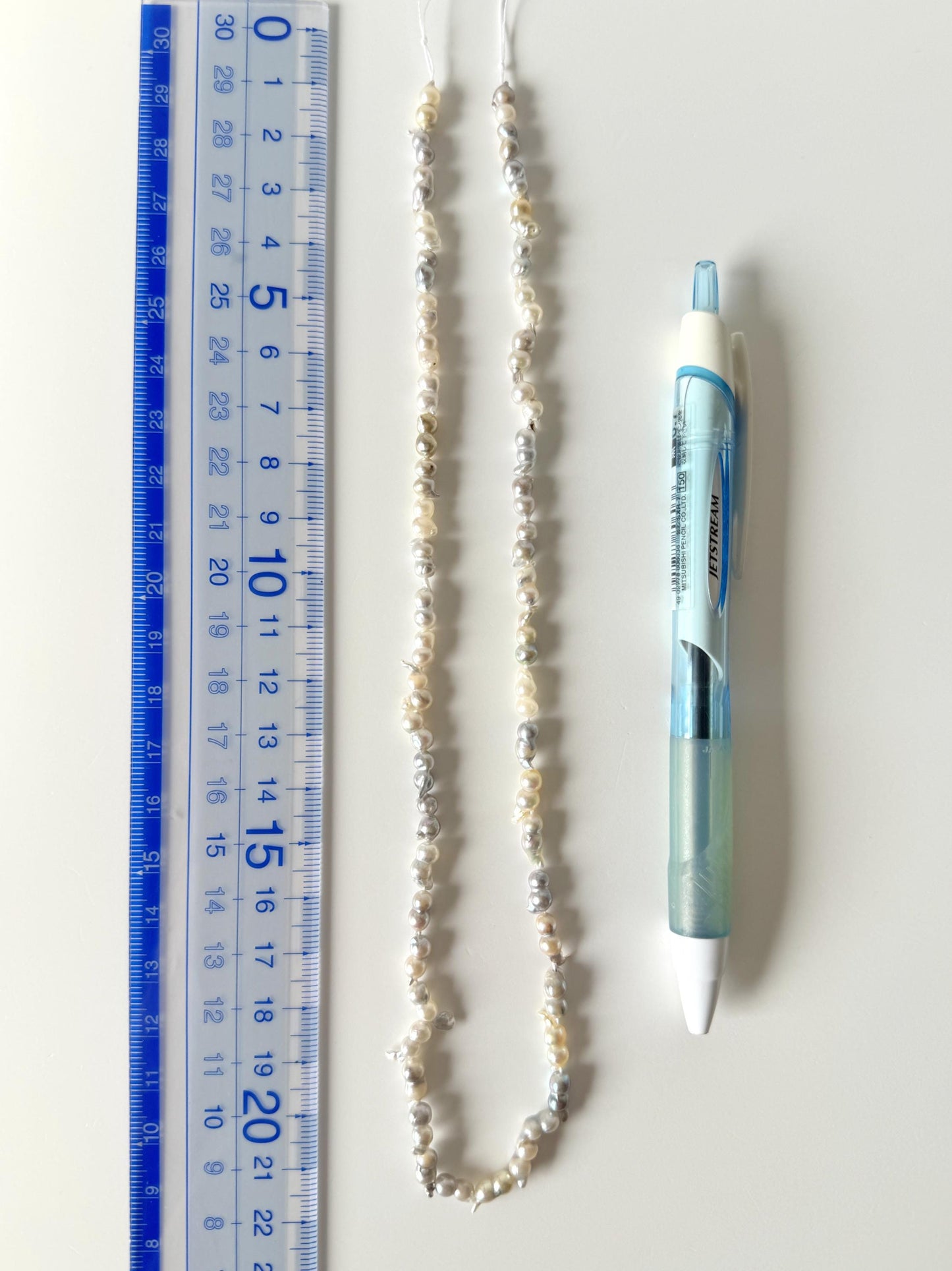 Japanese Akoya Pearl Twin Beads: Natural Blue Silver, 3x6-4x8mm, Cultured Saltwater Pearls | Full Strand 40cm, Genuine Jewelry Supplies