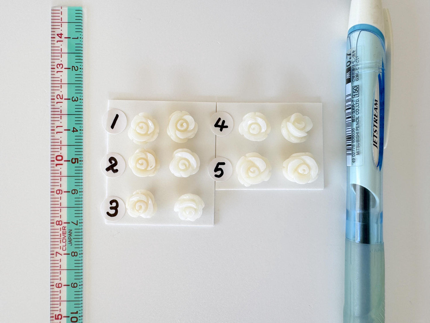 Natural White bamboo Coral Rose Carvings 9-11mm, White color, Price per pair, For Studs and Earrings, For Jewelry Making, Some Imperfection