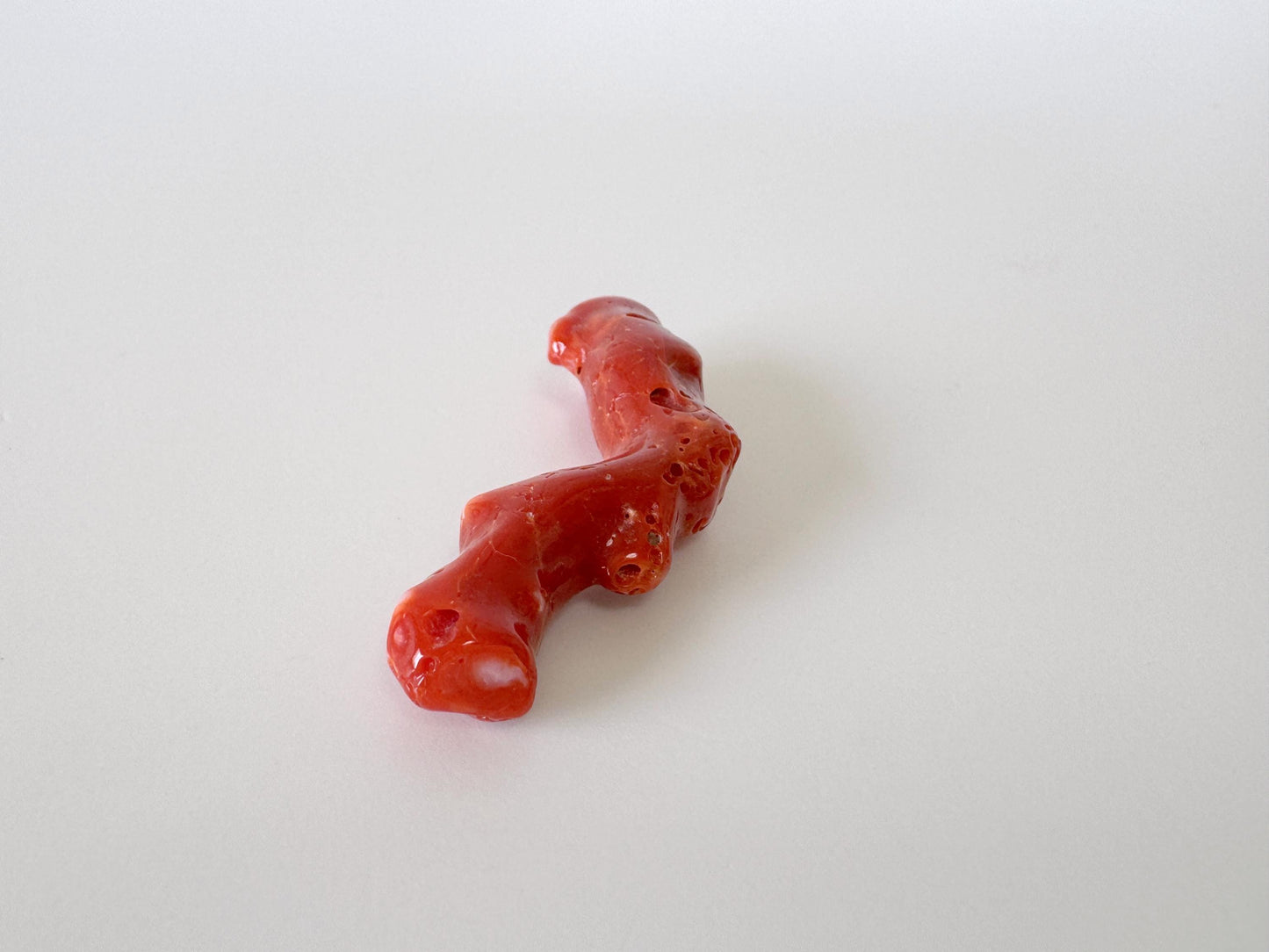 Japanese red(Aka) coral branch, 46mm, Hole on top, Natural red color coral for jewelry making