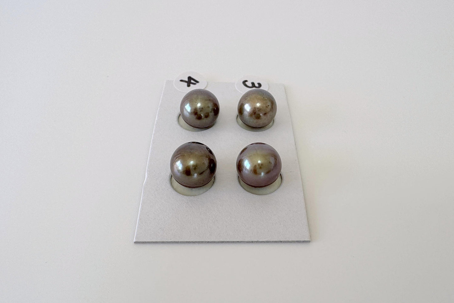 Japanese Black/Peacock Black Akoya Pearl 8-8.5mm, Half-Drilled Round loose, Price per pair, Salt water pearl