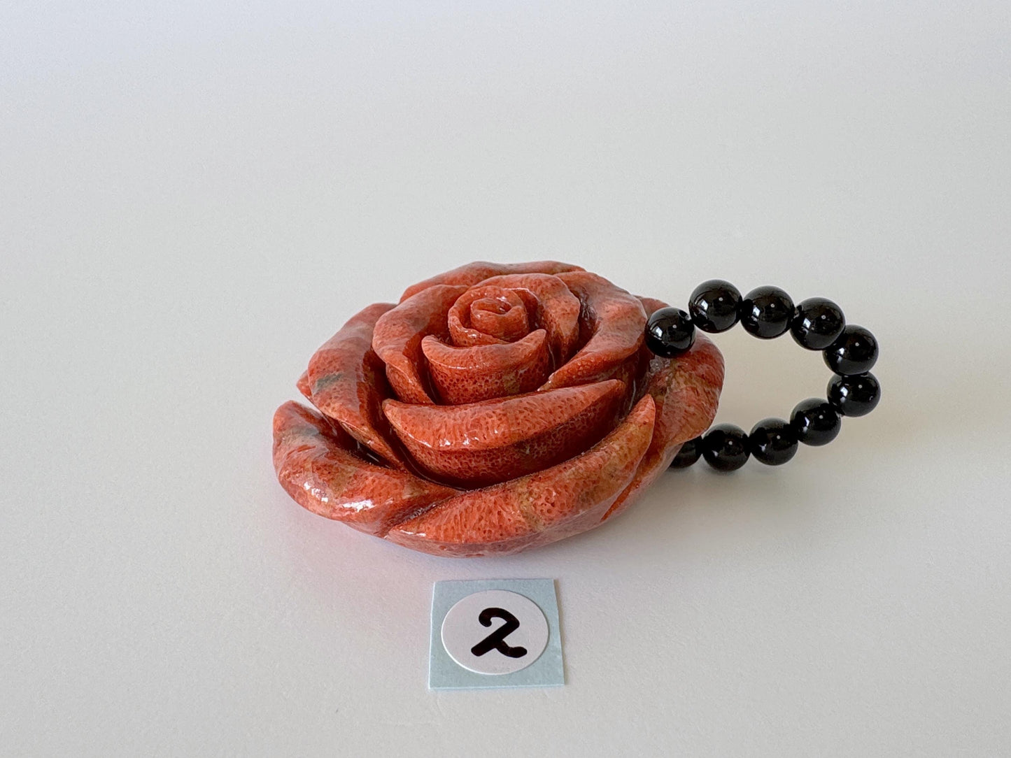 Sponge Coral Rose Pendant: 40mm Reddish-Brown Gemstone with Onyx Bail