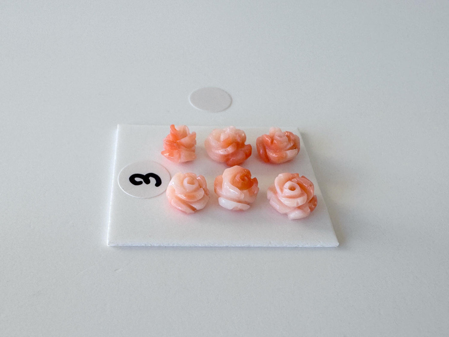 Small Pink Coral Rose Carvings Set: Deep Sea Jewelry Making (6pcs, 6-7mm)