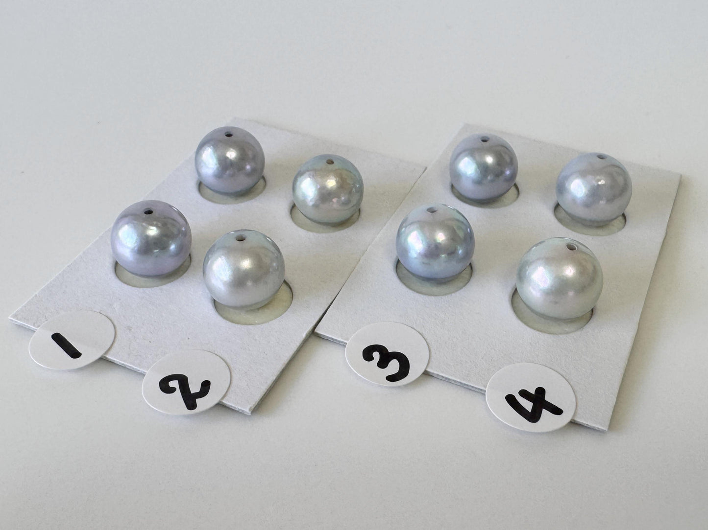 Japanese Blue/Silver (Treated) Akoya Pearl 8-8.5mm, Half-Drilled loose, Price per pair, Salt water pearl