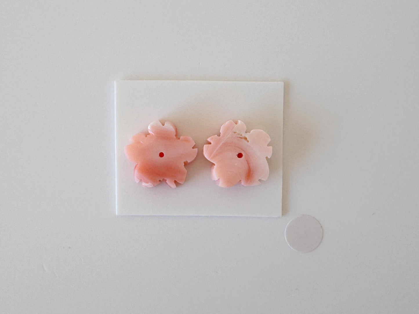 Deep Sea Coral Carving - Natural Pink Orange Sakura Cherry Blossom 14mm Pair for Earrings