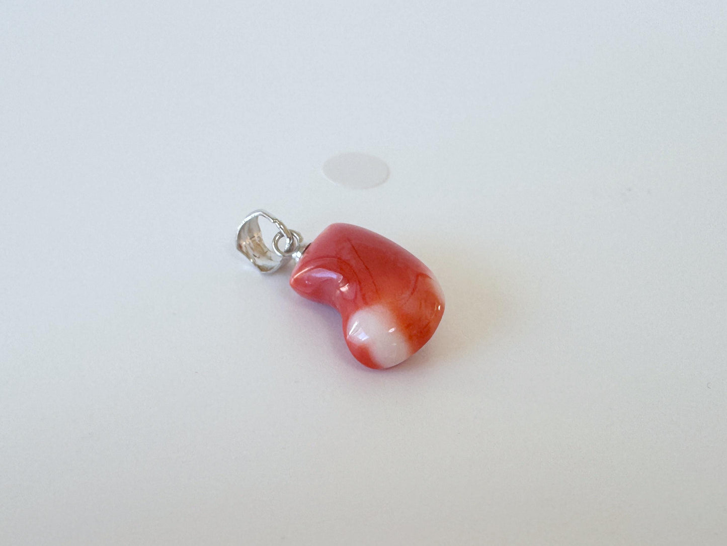 Natural Momo Coral Pendant: Japanese Orange Coral, Gold-Plated Silver Bail