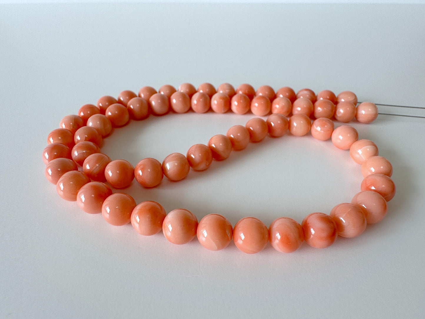 Natural Deep Sea Coral 7.5-7.8mm Round Beads Strand, Genuine Natural Pink / Orange Color, 44cm, 17.3in, For Jewelry Making