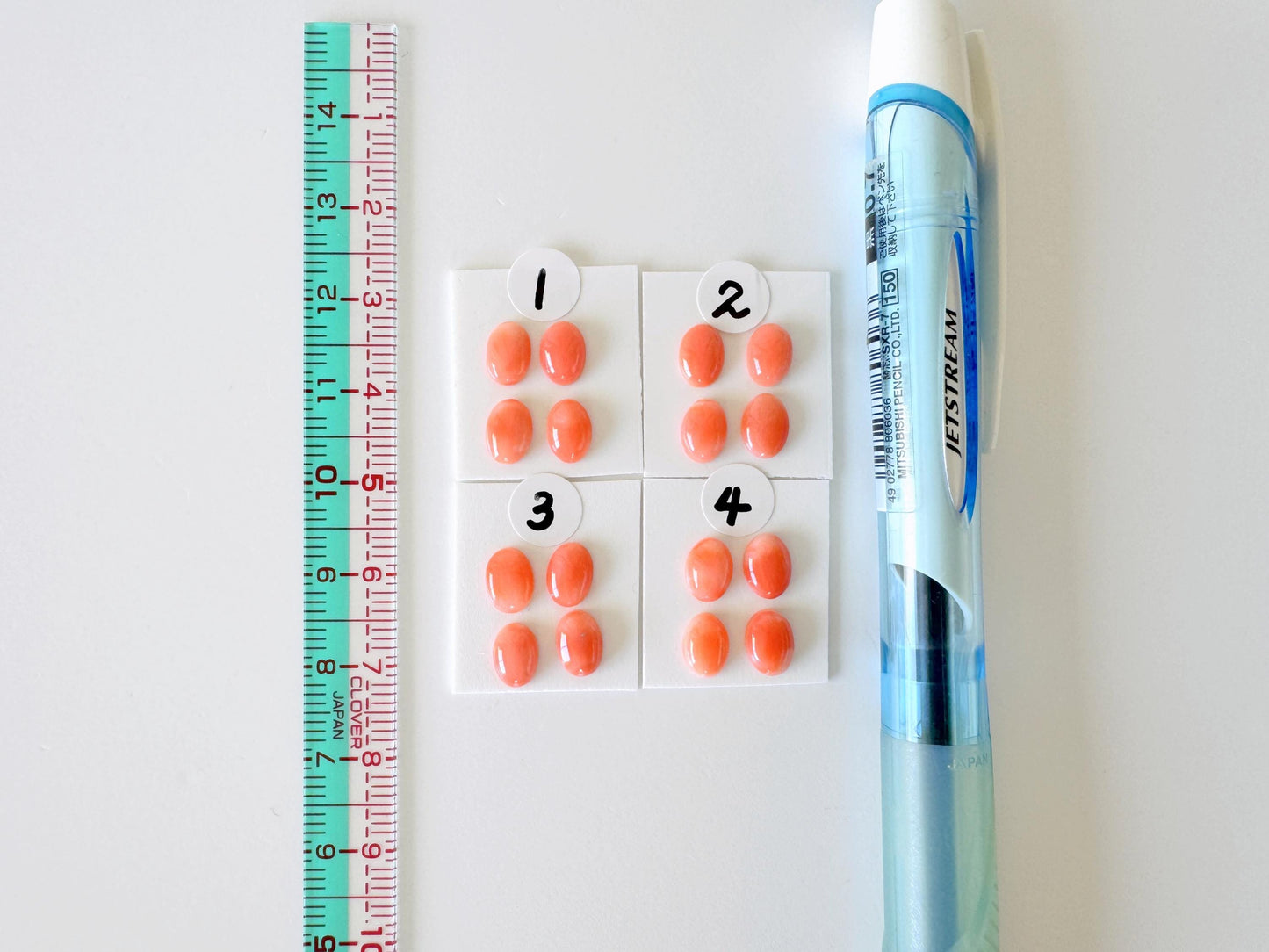 Deep Sea Coral Cabochons Natural Pink Orange Ovals, 7x5mm (Set of 4, Real Coral, Jewelry Supplies)