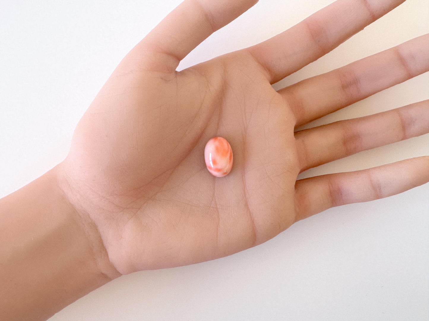 Natural Deep Sea Coral Cabochon, Pink/Orange Oval, 15.6x11mm