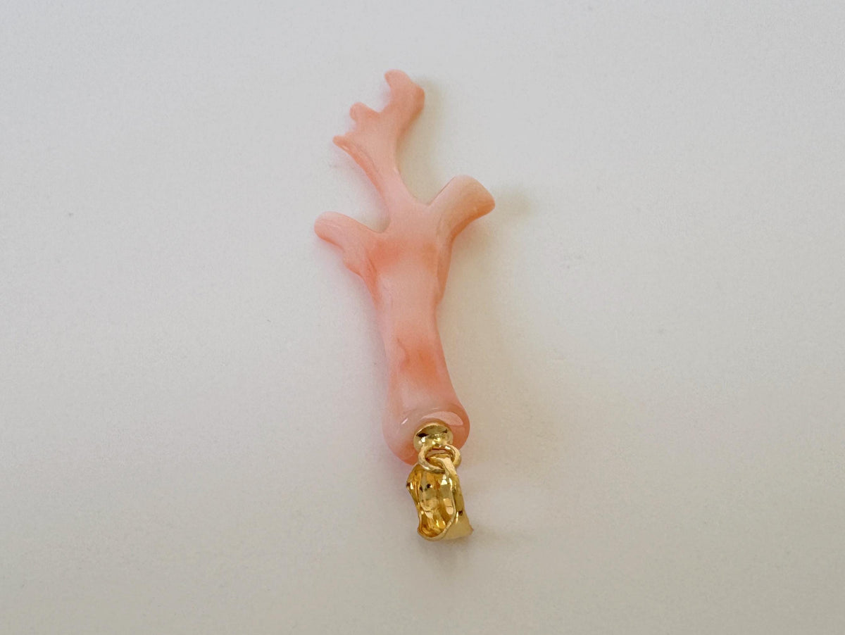 Coral Branch Pendant: Natural Pink Deep Sea Coral, Gold-Plated Silver Bail | 52mm, Jewelry, Unique Organic Design