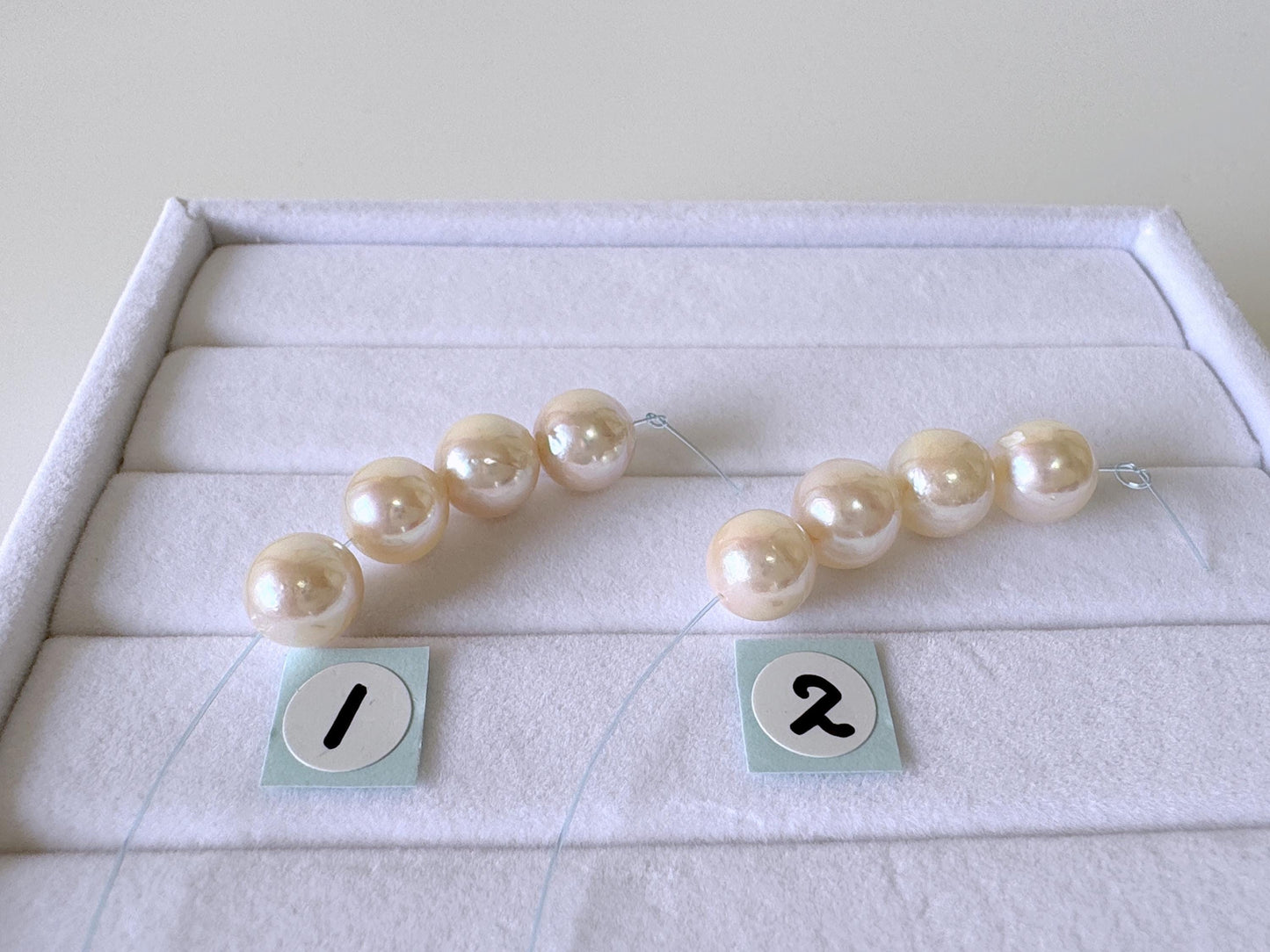 Japanese White Akoya Pearl Beads, 7.5-8mm, Mini Strand, Short Strand, 4 Pieces, Genuine Akoya Pearl, Cultured in Sea Water