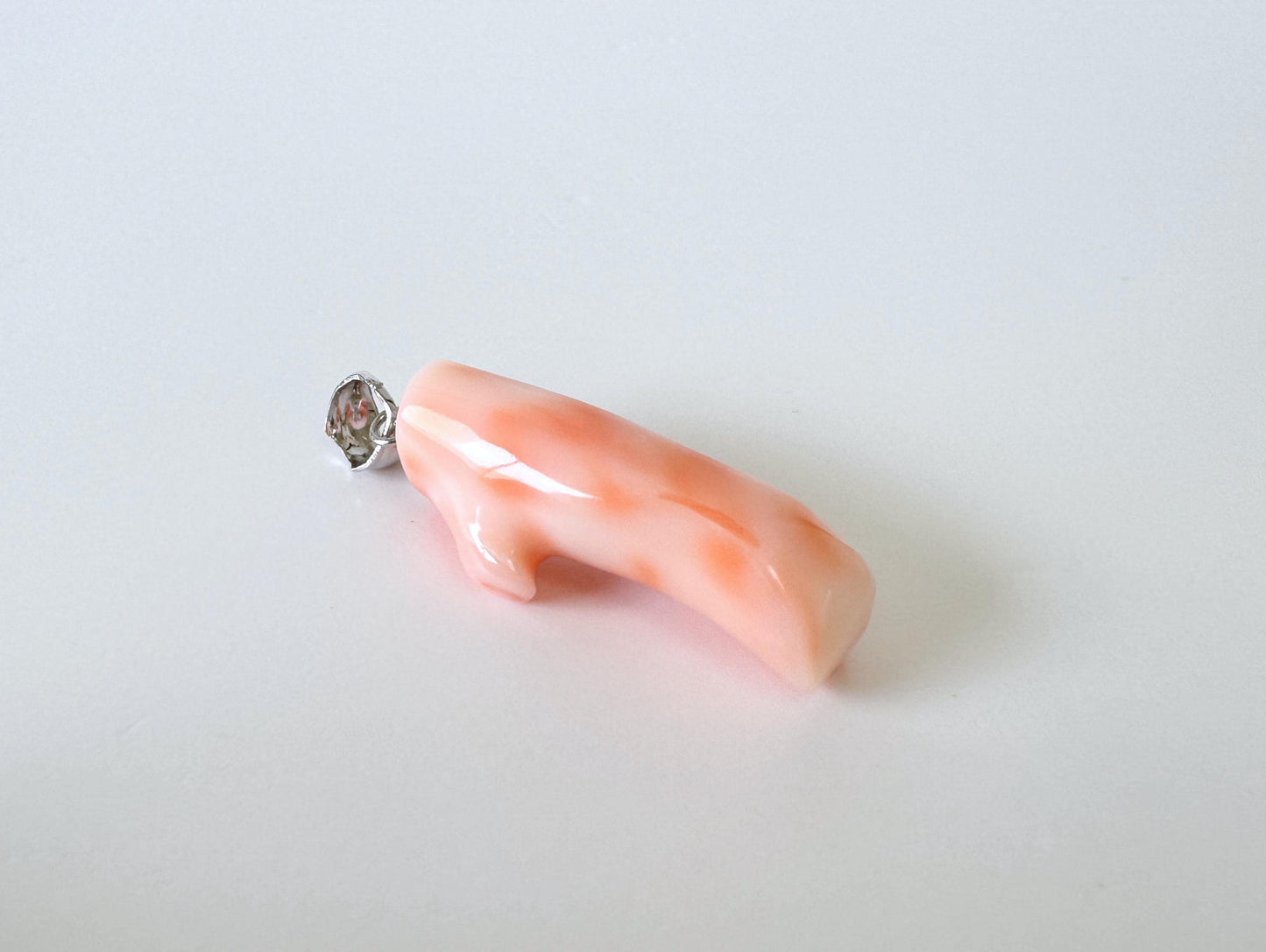 Coral Branch Pendant Natural, Pink Orange  Deep Sea Coral (27mm Length, Rhodium-Plated Silver Bail, Real Organic Jewelry)
