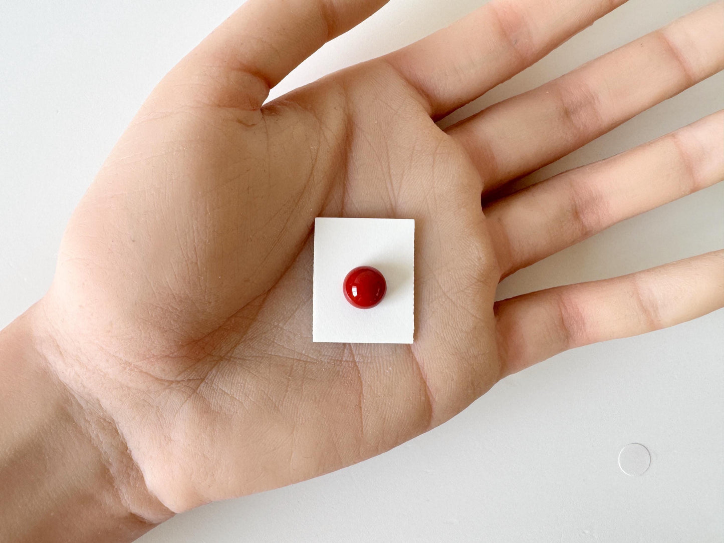 Japanese Red Coral | Aka Round Cabochon Loose | Natural Hue | 8.6Mm Back Hole | Jewelry Making