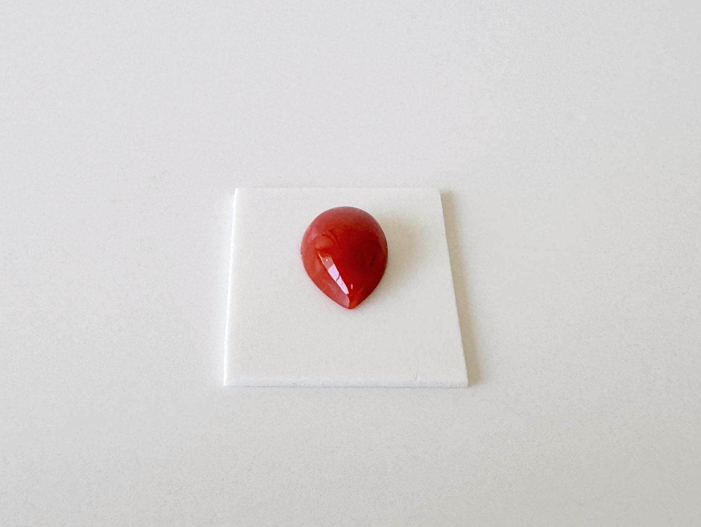 Red Coral Cabochon, Japanese Aka Coral Pear Gemstone Loose | 11.7X8.2Mm | Jewelry Making Supplies, Drilled Back