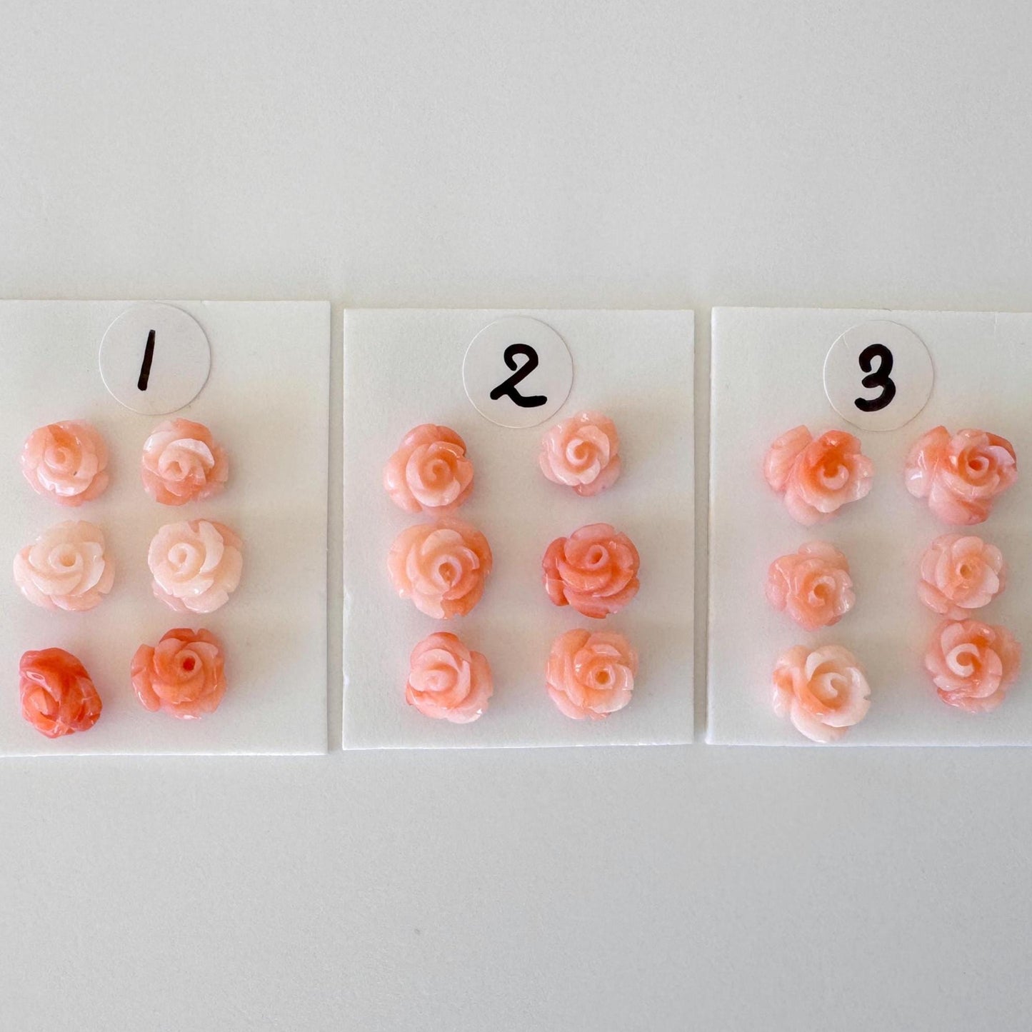 Deep Sea Coral Rose Carvings Natural Pink, Handcrafted Jewelry Beads (6pcs, 6-7mm, Genuine Coral)