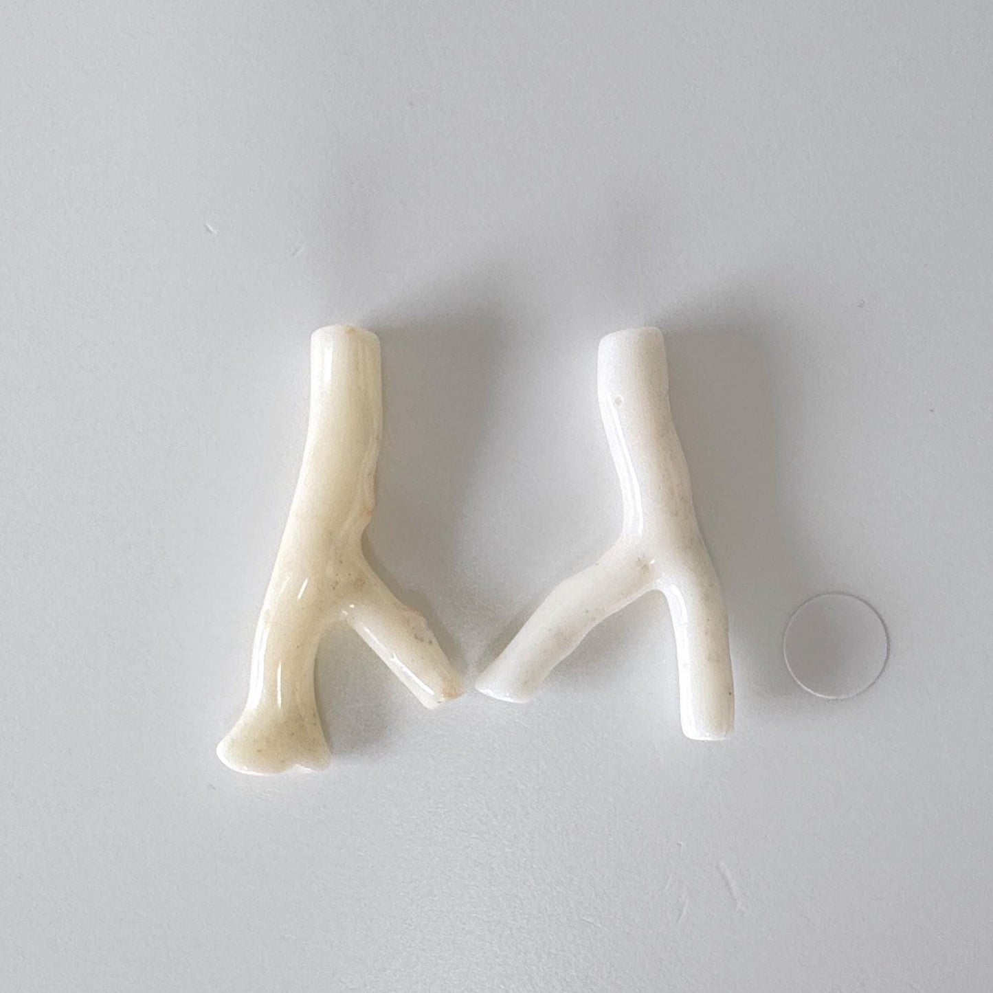 Natural White Coral Branch loose, A Set of 2 Pieces, Hole on top, Natural Color Precious Coral Branch, Genuine Coral for jewelry making