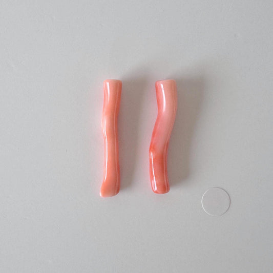 Natural Deep Sea Coral branches, Set of 2pcs, 30-32mm, Natural Pink/Orange Color, Hole On Top, Precious Coral for Jewelry Making